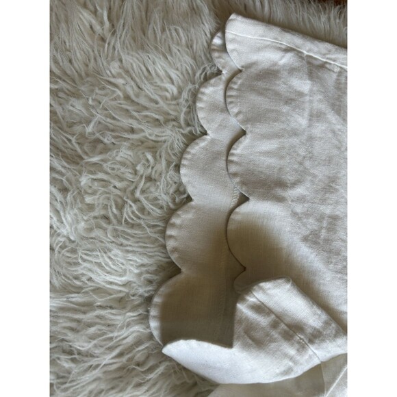 J Crew Linen-Blend Shorts Womens Sz 10 White Scalloped Hem Beach Resort Chic - Picture 4 of 10